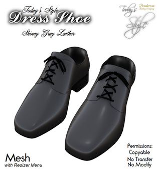 Second Life Marketplace - Men's Shinny Leather Dress Shoes - Gray